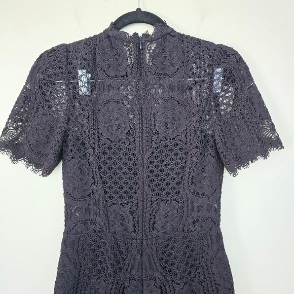 Alexis Heidi Romper In BLACK Lace Illusion High Neck Women's Size M - Picture 9 of 11